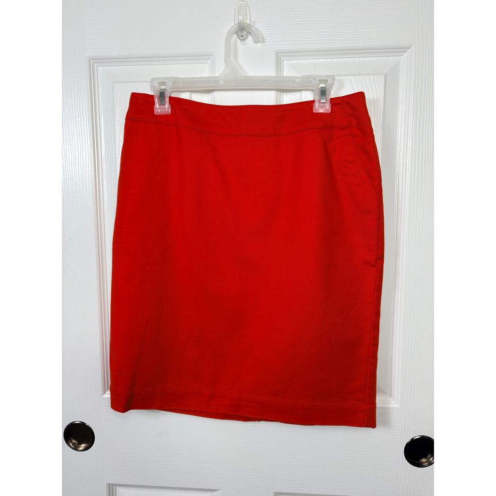 Merona Red Pencil Skirt Cotton Blend Stretch Size 8